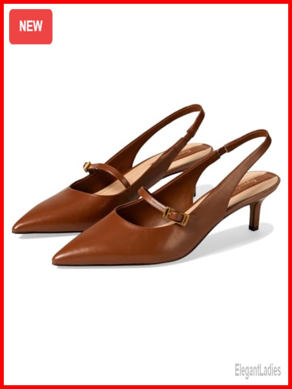 Slingback Kitten Heel Pump Women's Leather Pointed Toe Work